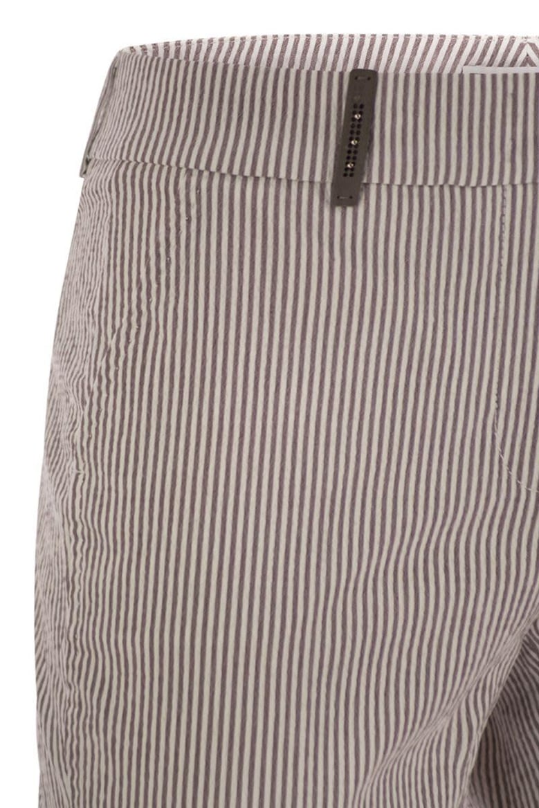 seersucker cotton cigarette trousers by Selfnex