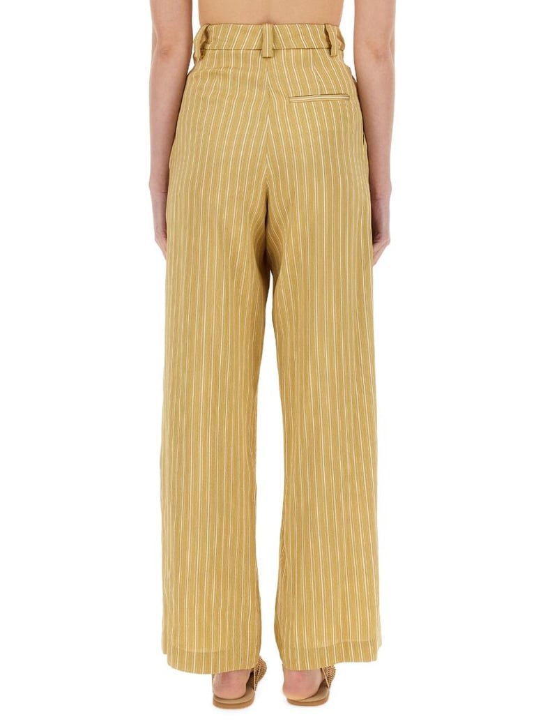 striped satin tailored pants by Selfnex