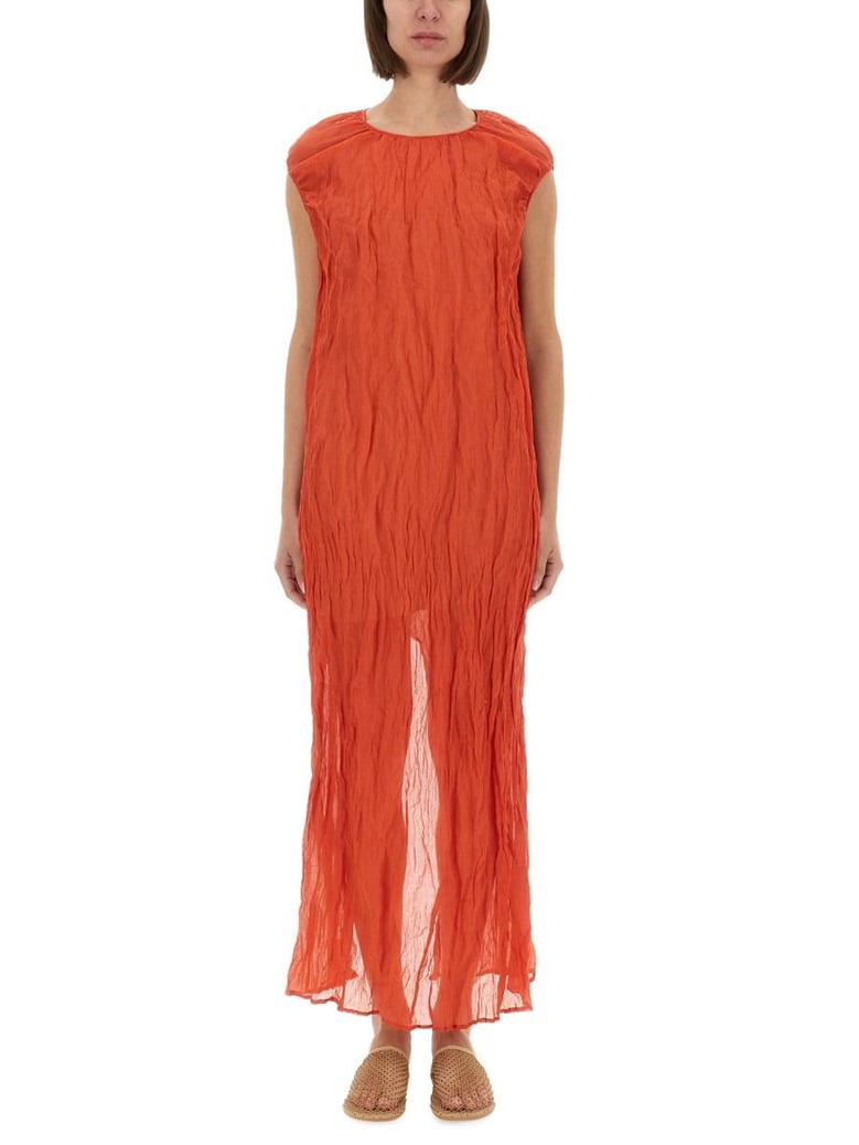 metallic gauze longuette dress by Selfnex