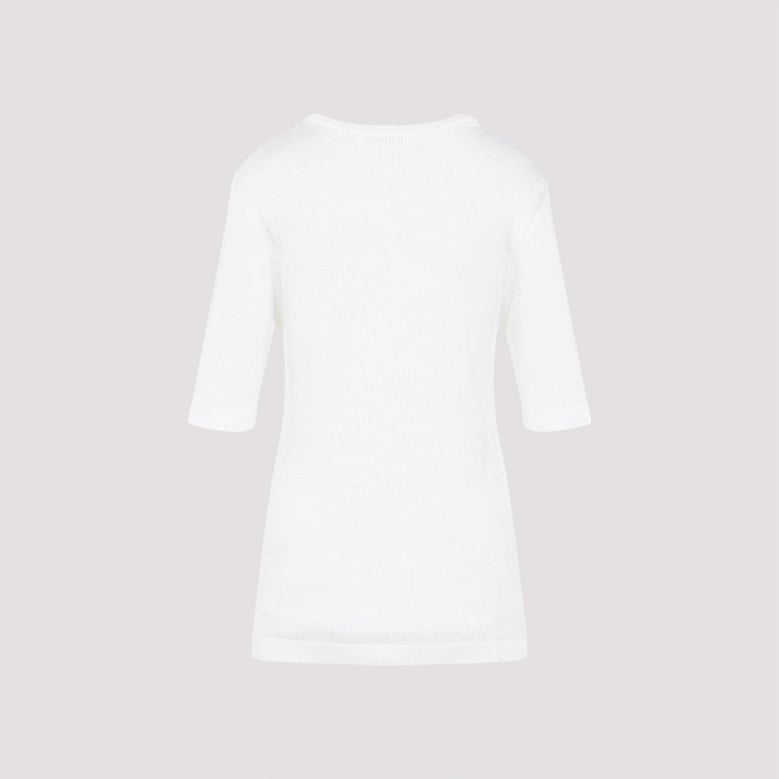 ss cn t-shirt w/ flower crochet by Selfnex