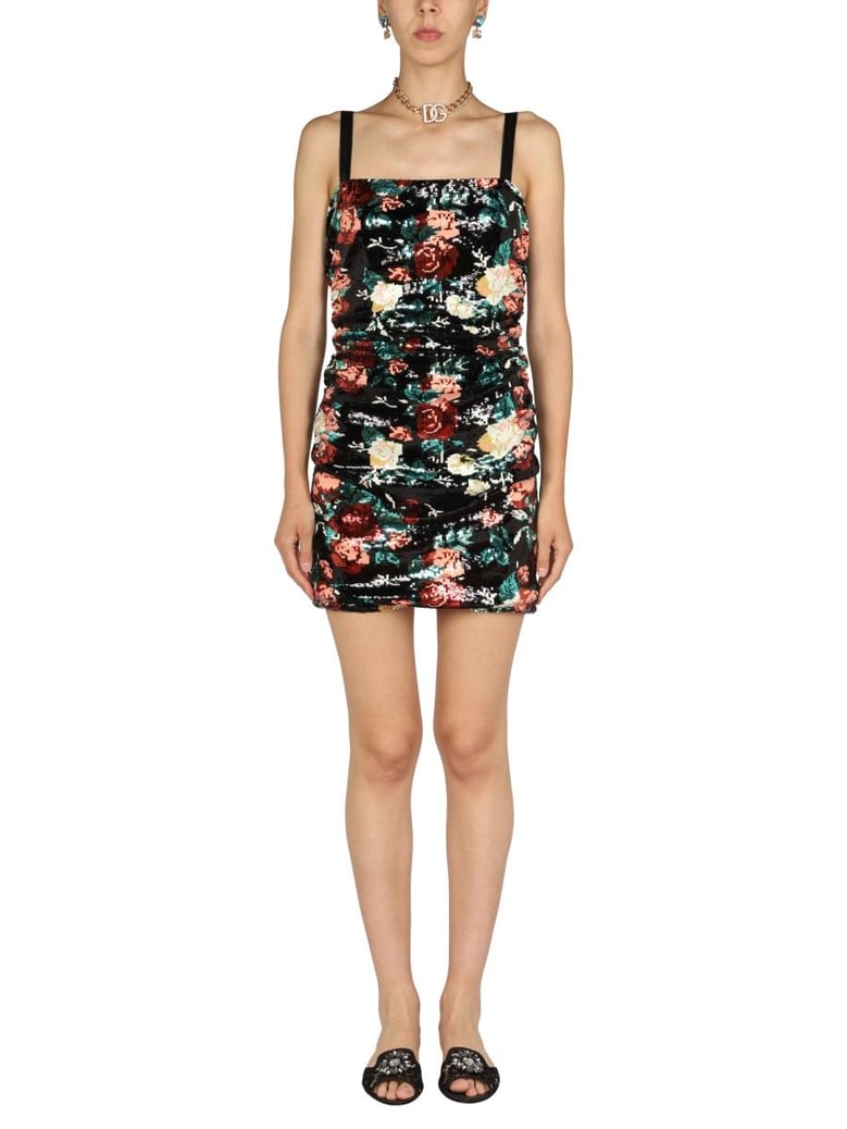 rose embroidery short dress by Selfnex