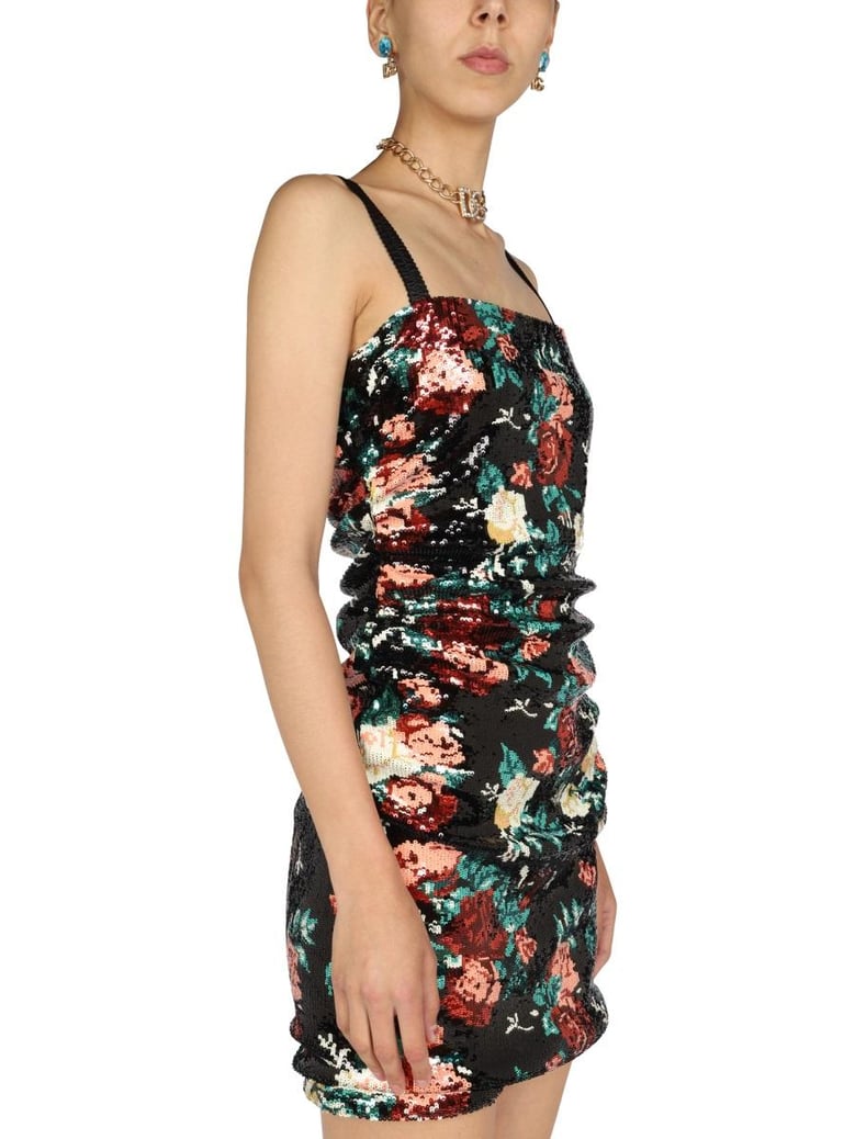 rose embroidery short dress by Selfnex