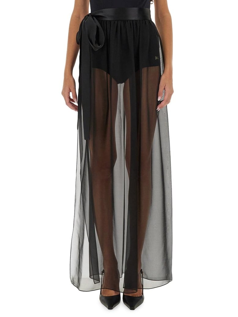 silk chiffon long skirt by Selfnex