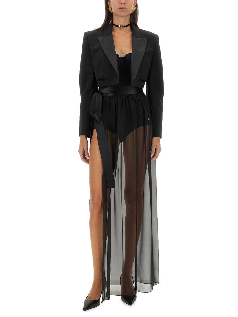 silk chiffon long skirt by Selfnex