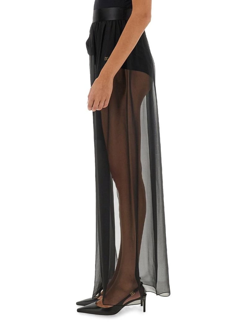 silk chiffon long skirt by Selfnex