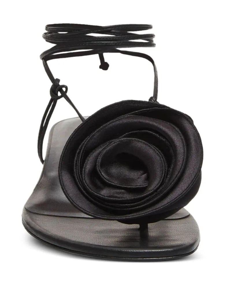 wrap around flat flower sandals by Selfnex