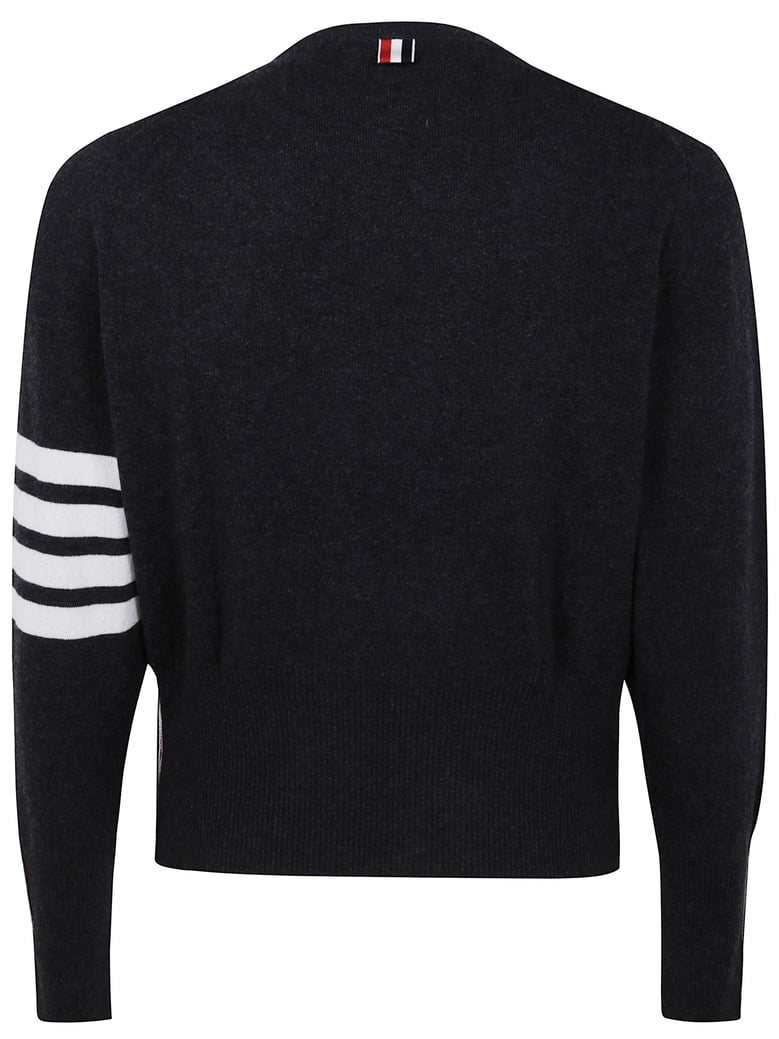 classic crewneck short pullover with white 4 bar stripe in cashmere by Selfnex