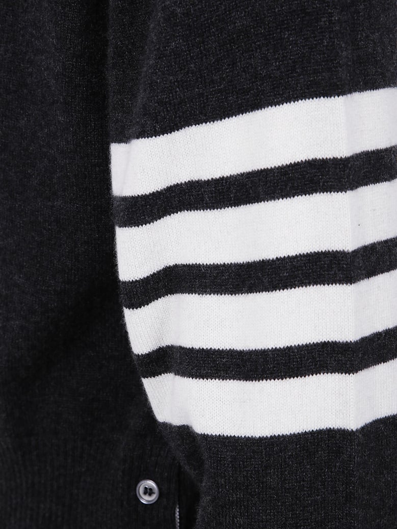 classic crewneck short pullover with white 4 bar stripe in cashmere by Selfnex