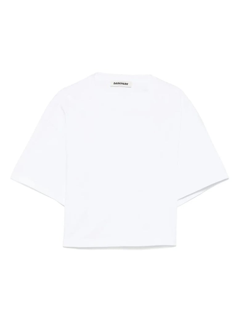 doyle cropped draped short sleeve tee by Selfnex