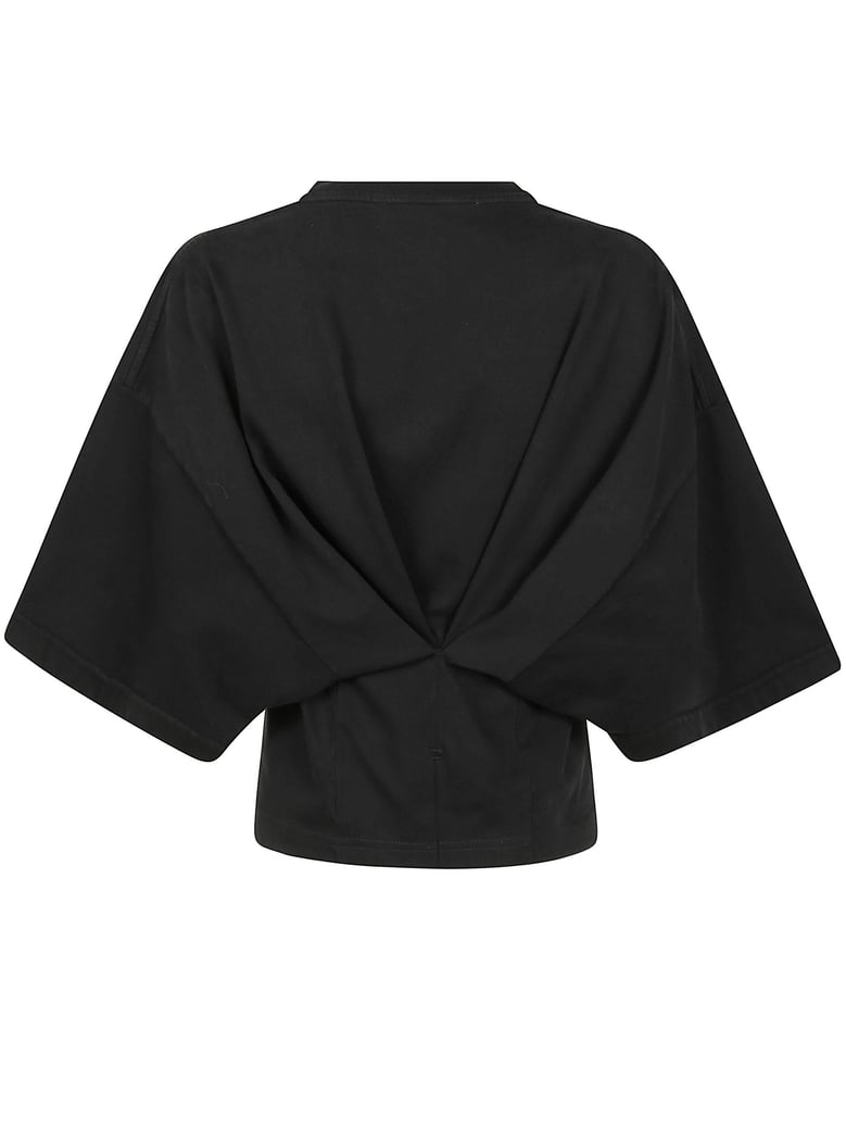 doyle cropped draped short sleeve tee by Selfnex