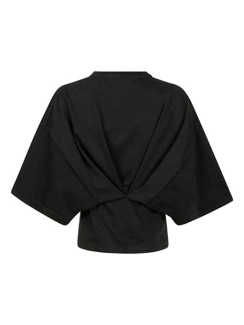 doyle cropped draped short sleeve tee by Selfnex