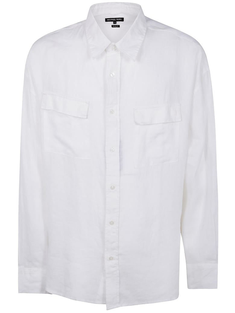 long sleeves linen 2 pockets over shirt by Selfnex