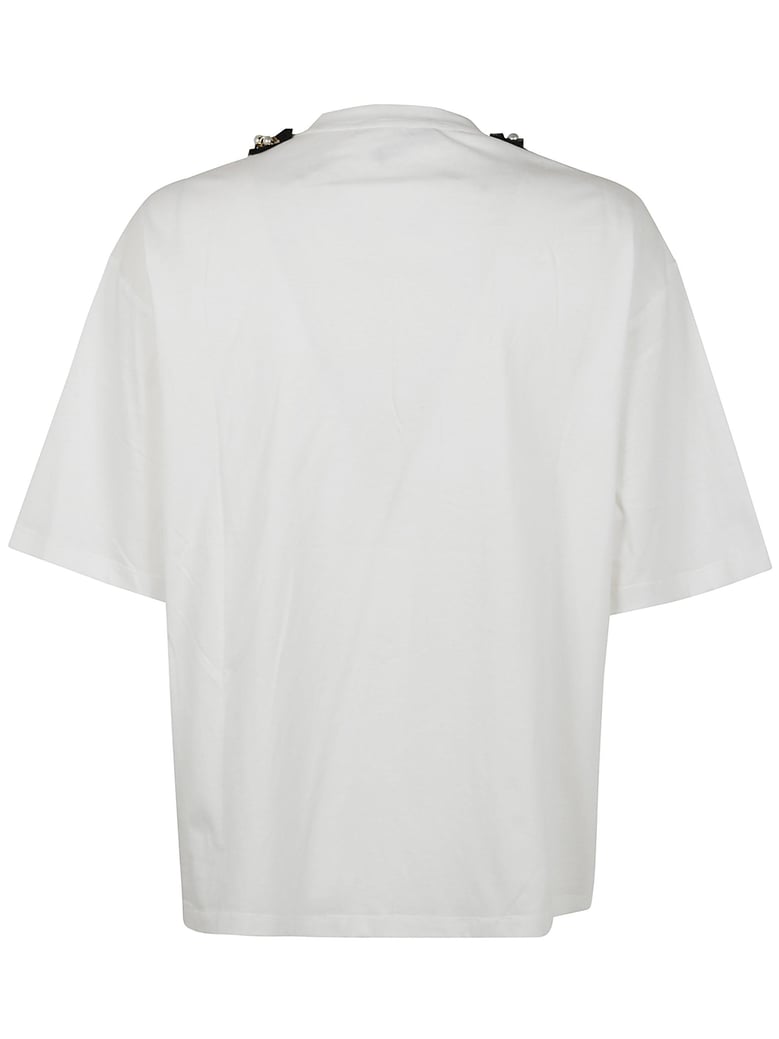 pearls chains details partial face t-shirt by Selfnex