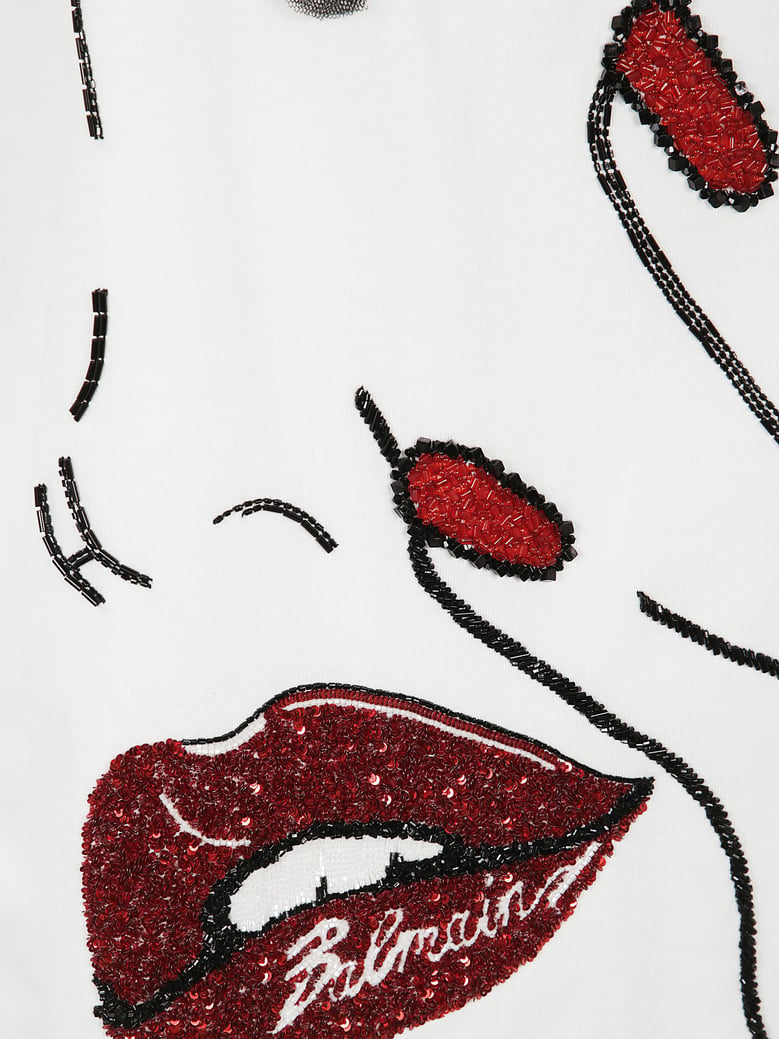 pearls chains details partial face t-shirt by Selfnex