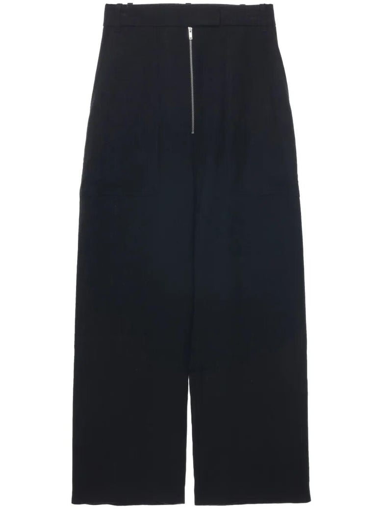 zip front wide leg pants by Selfnex