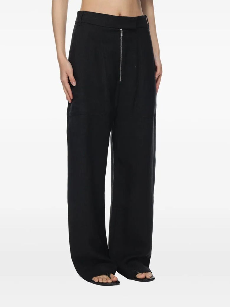 zip front wide leg pants by Selfnex