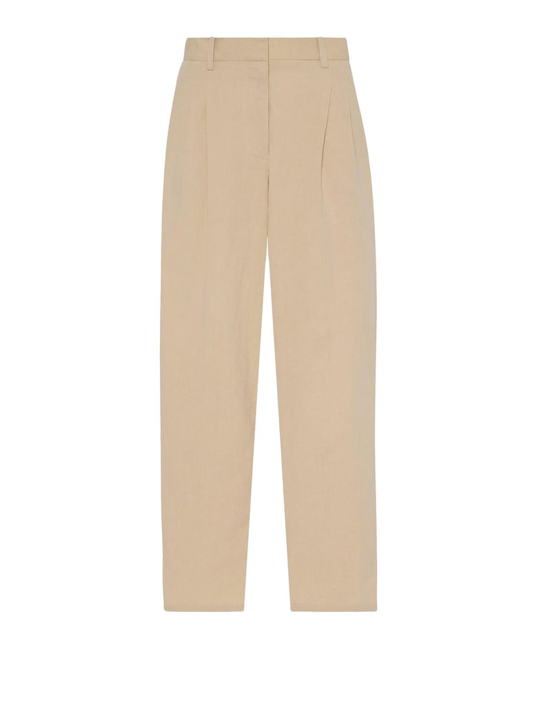lilas light khaki cotton and linen trousers by Selfnex