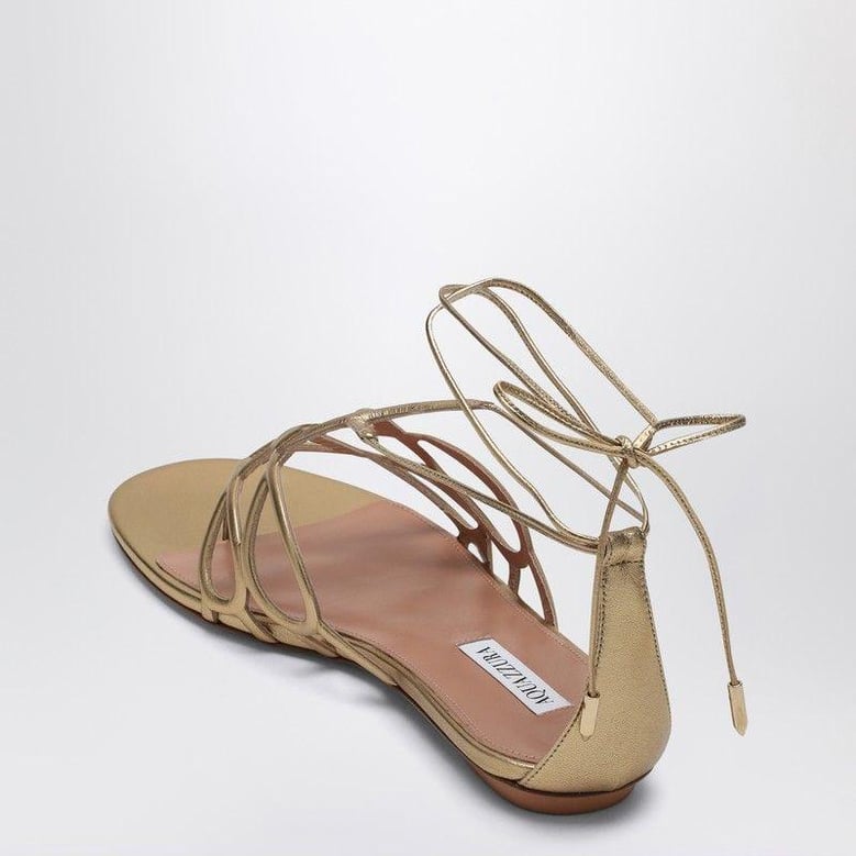 low gold leather sandal by Selfnex