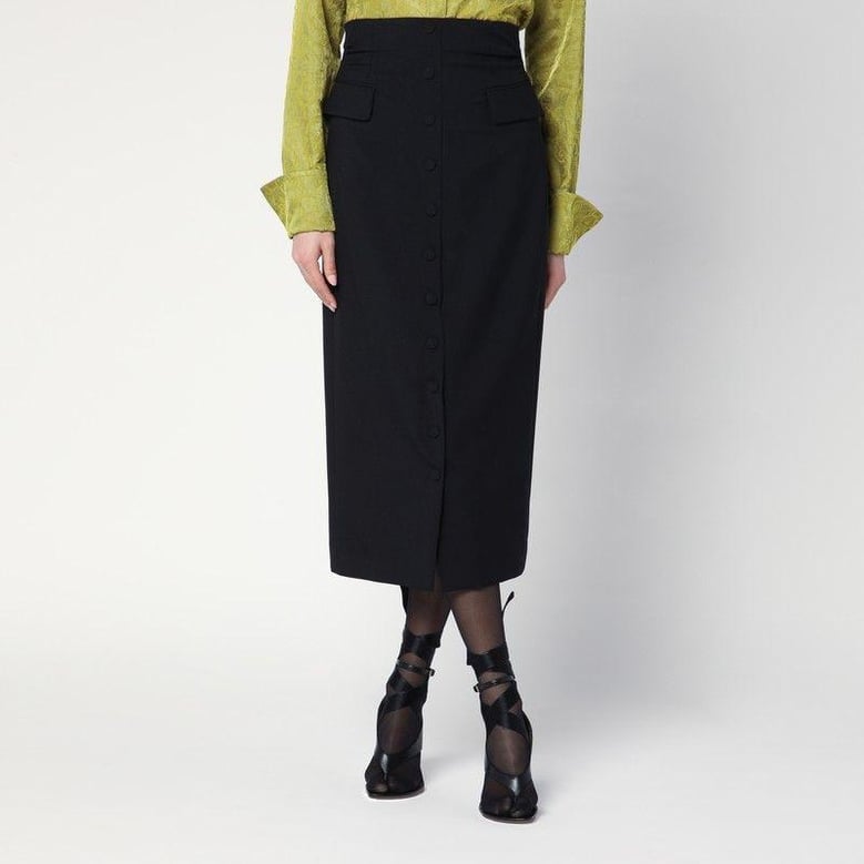 black wool and mohair midi skirt by Selfnex
