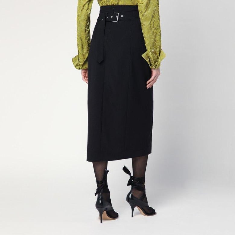black wool and mohair midi skirt by Selfnex