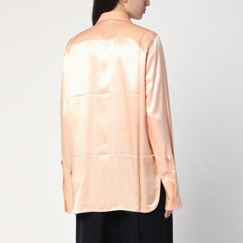 shirt with pink tie in shiny viscose blend by Selfnex