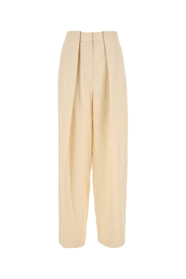 cream viscose blend wide-leg pant by Selfnex