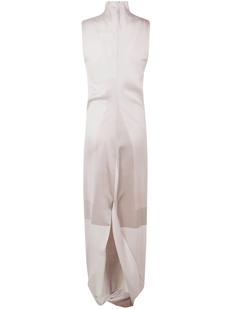 draped long dress with trompe l`œil print by Selfnex