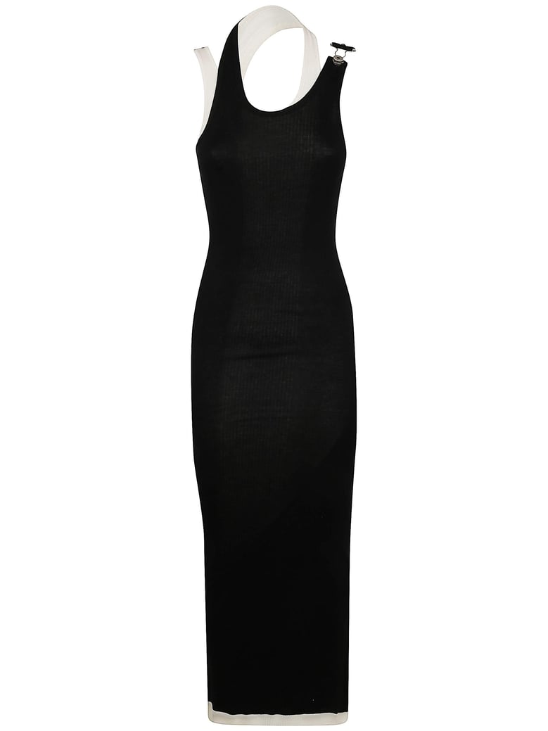 cotton ribbed twisted double layer sleeveless dress by Selfnex