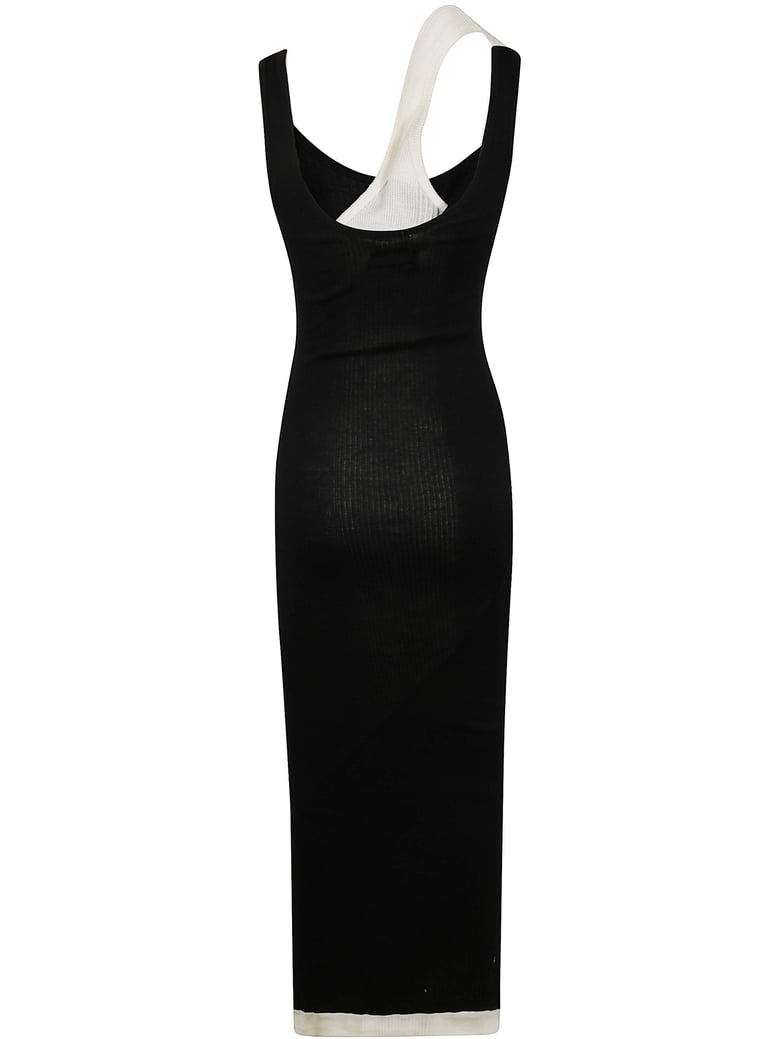 cotton ribbed twisted double layer sleeveless dress by Selfnex