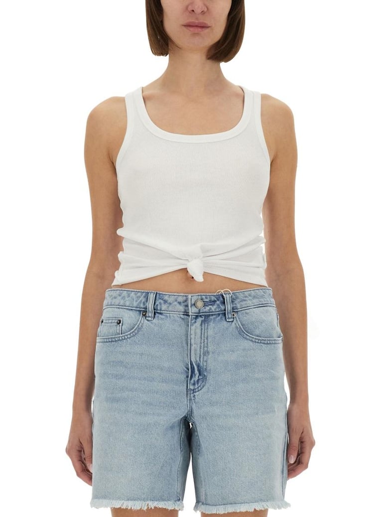 knit tank top with front lacing by Selfnex