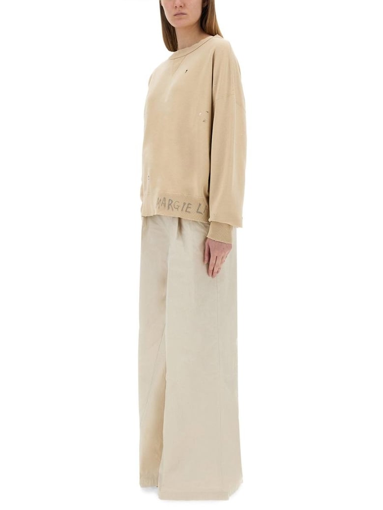 ivory cotton trousers by Selfnex