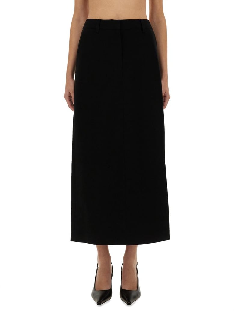 textured crepe maxi skirt by Selfnex