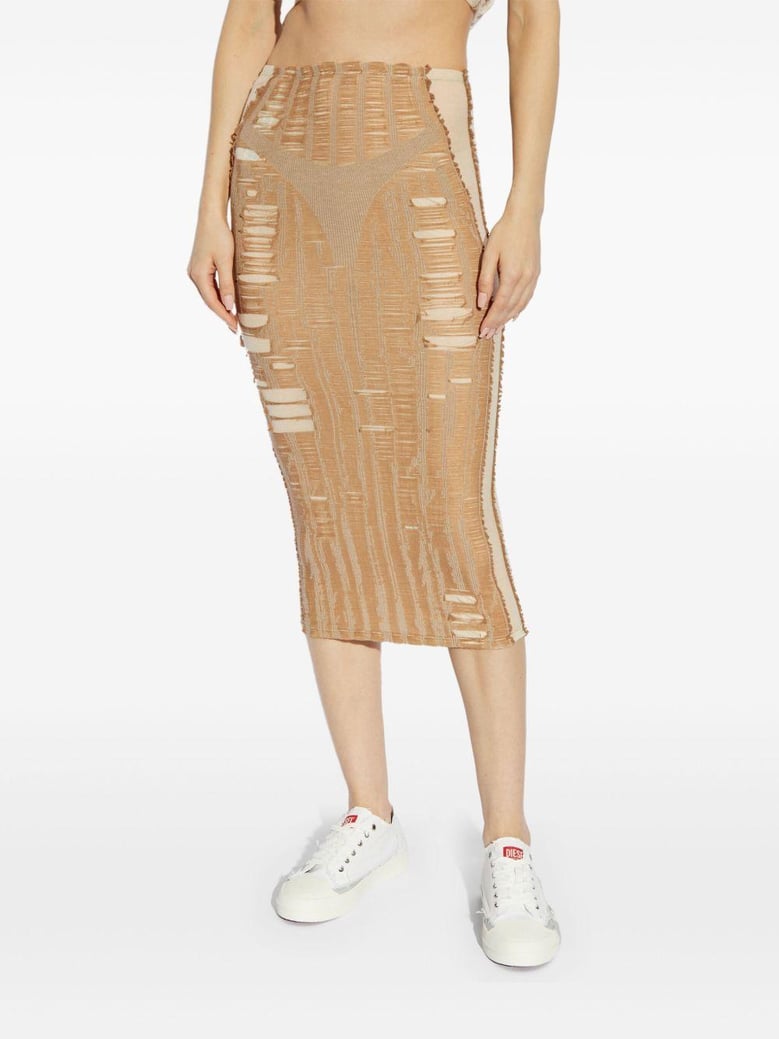 nude cotton blend skirt by Selfnex