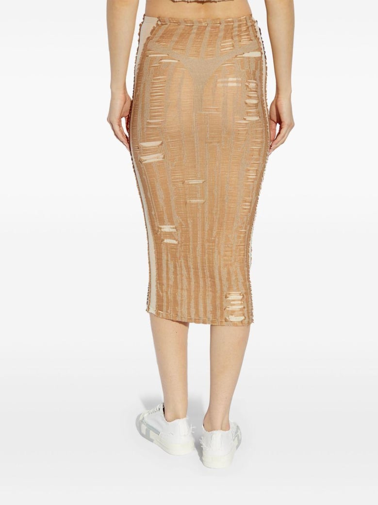 nude cotton blend skirt by Selfnex