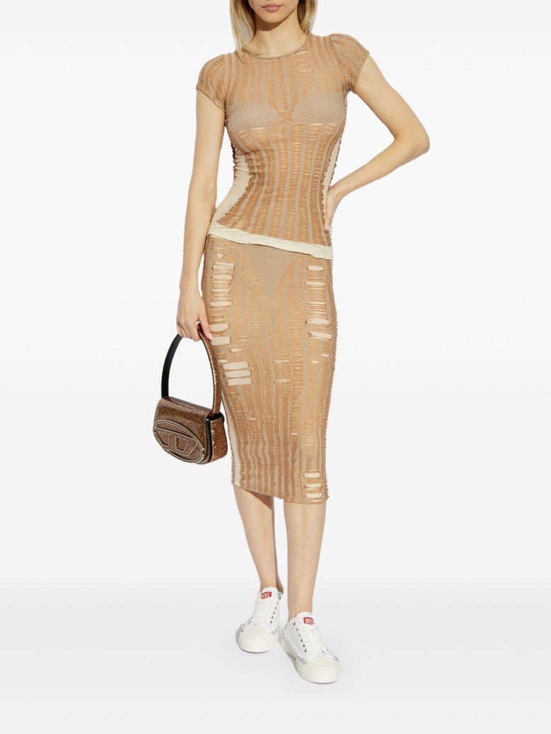nude cotton blend skirt by Selfnex