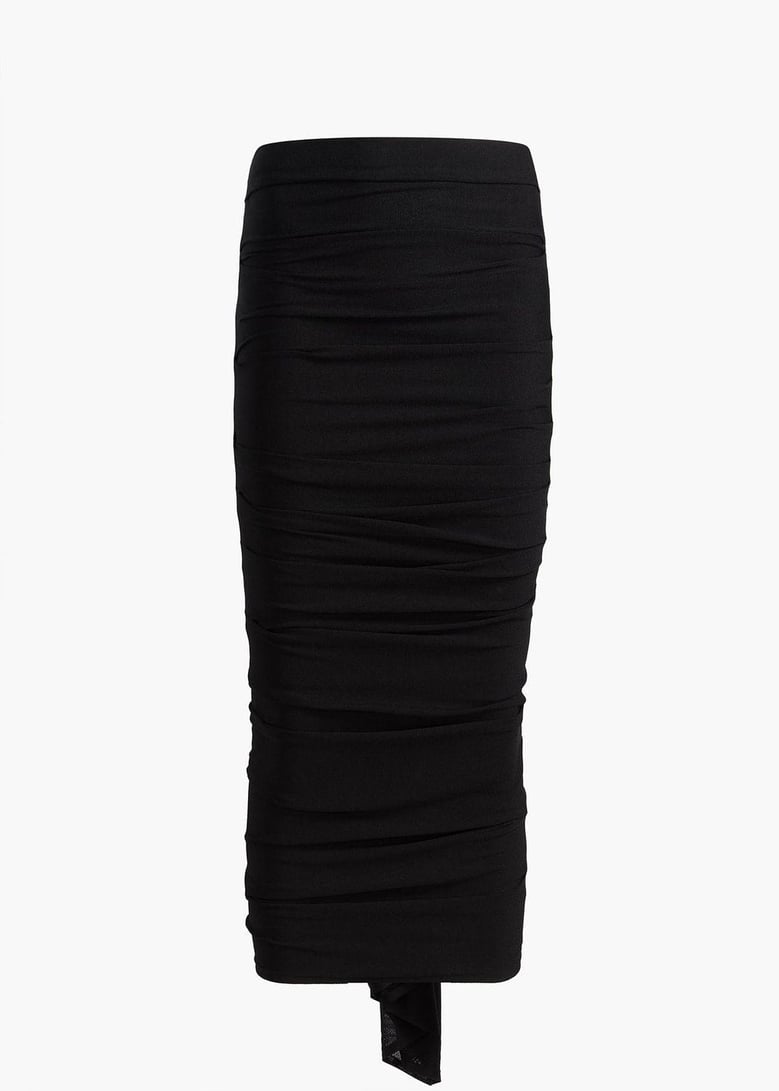 aura skirt with waterfall folds black by Selfnex