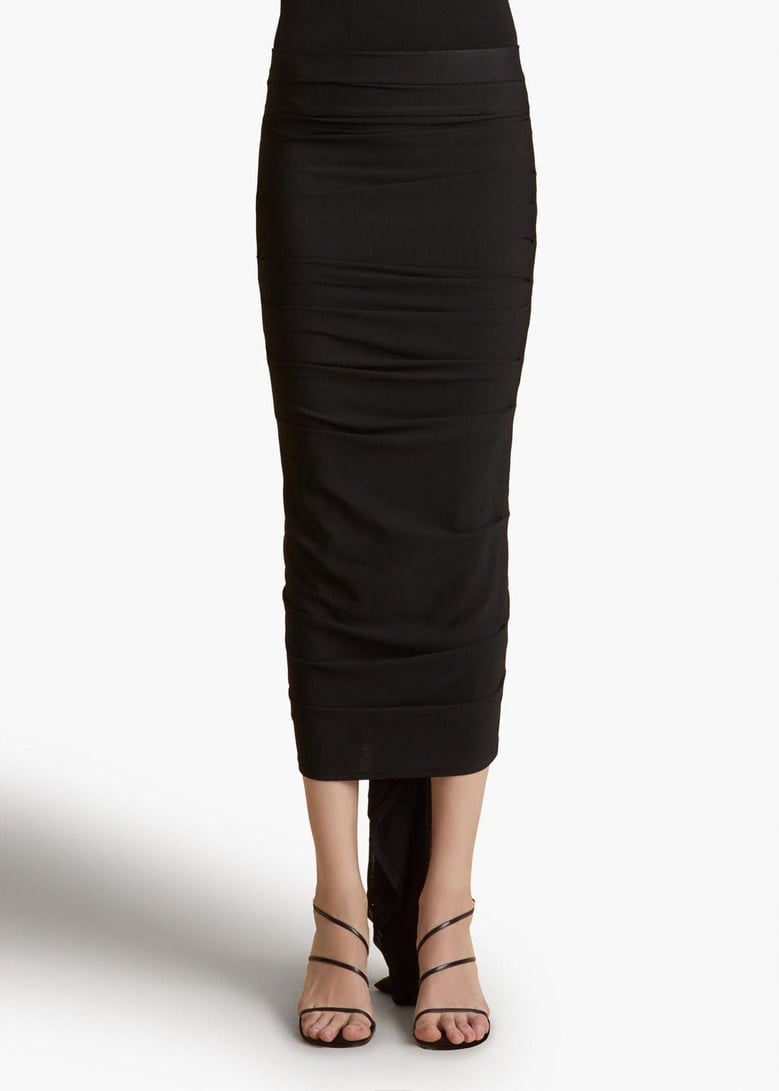 aura skirt with waterfall folds black by Selfnex