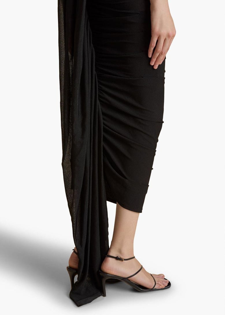 aura skirt with waterfall folds black by Selfnex