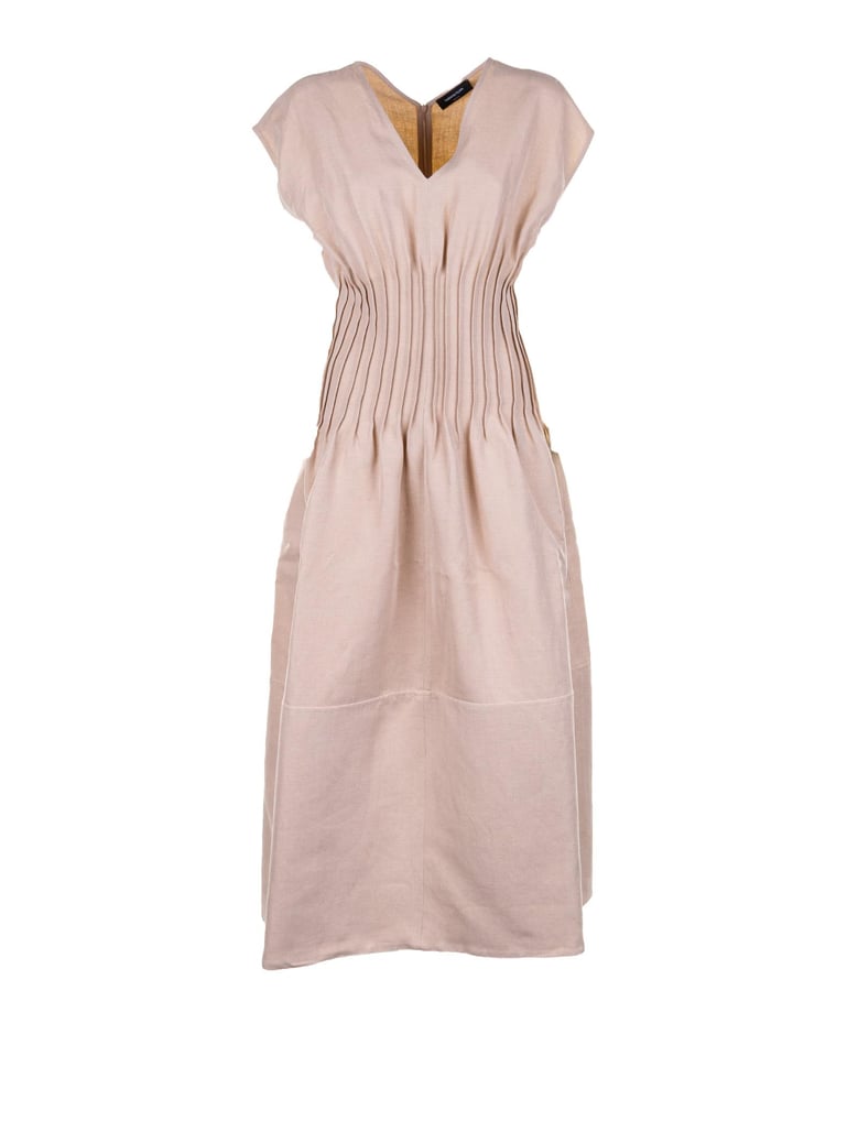 pleated short sleeve dress by Selfnex