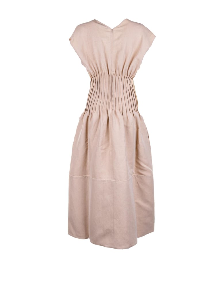 pleated short sleeve dress by Selfnex