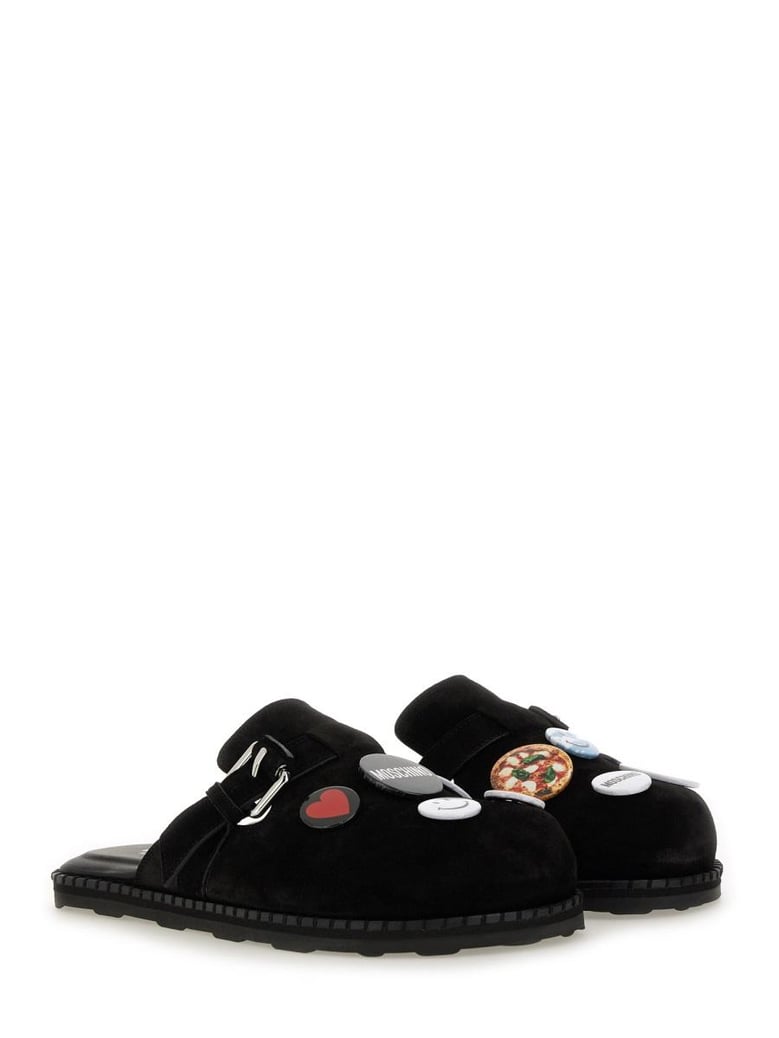 black leather flats by Selfnex