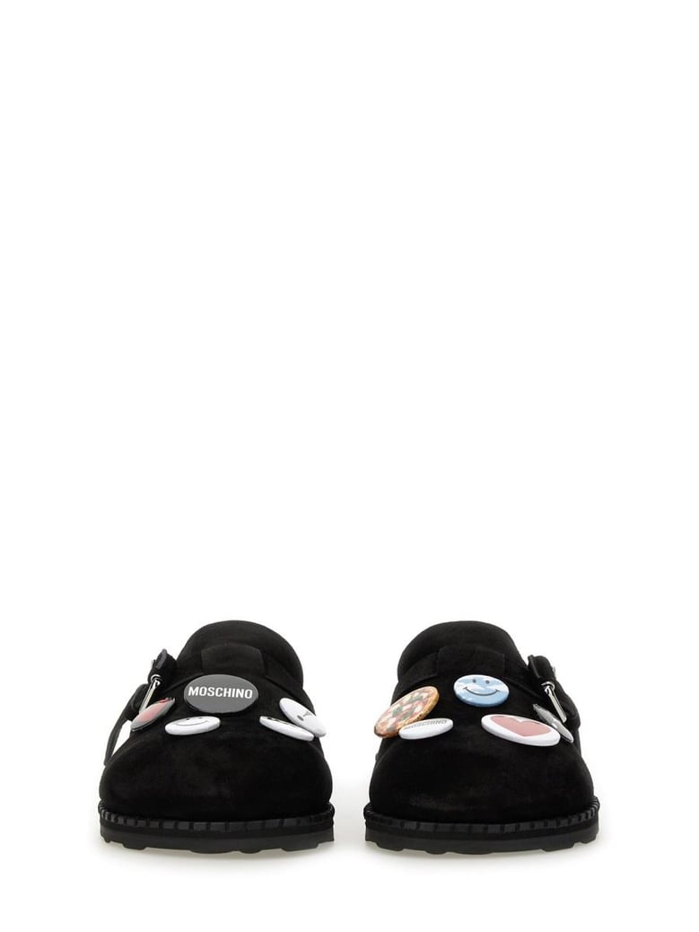 black leather flats by Selfnex