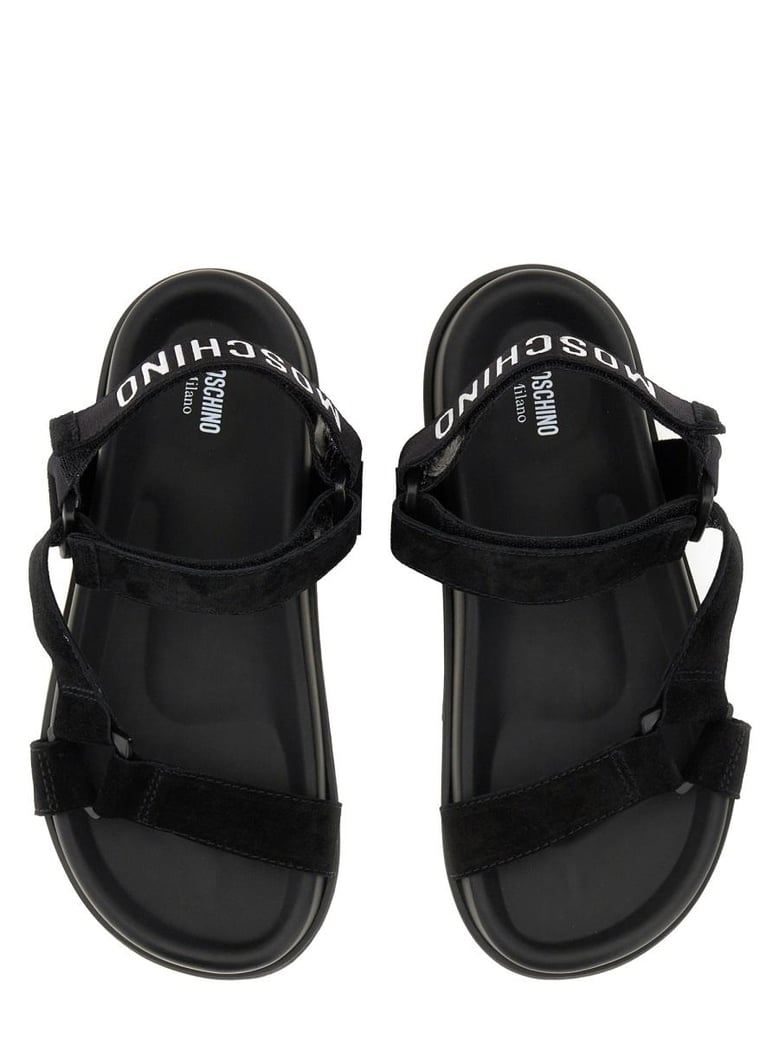 black leather sandals by Selfnex