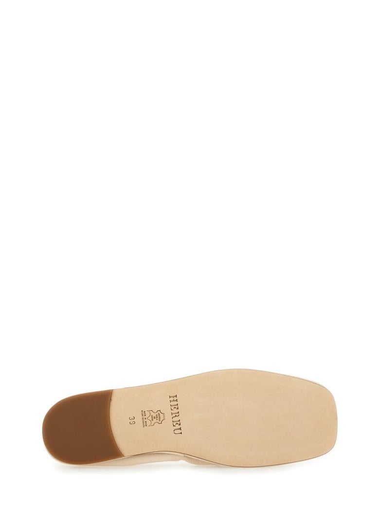 beige leather flats by Selfnex