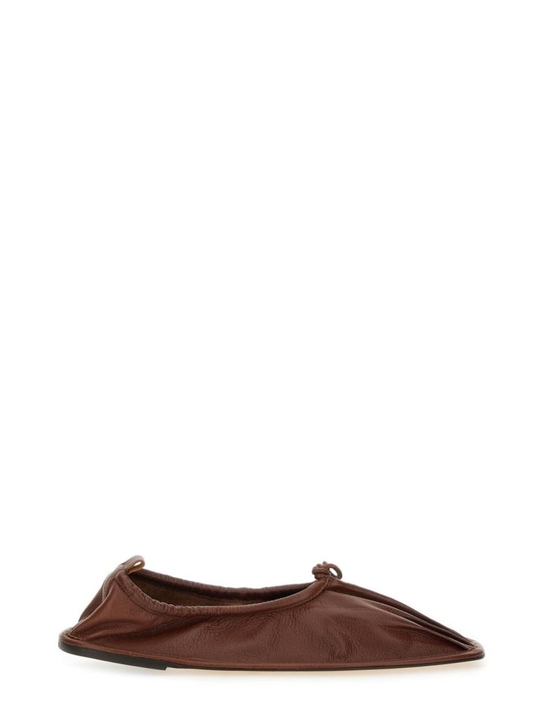 brown leather flats by Selfnex