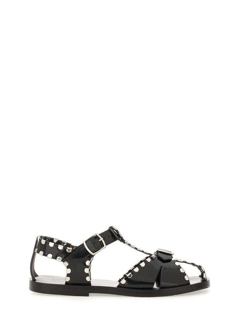 black leather sandals by Selfnex