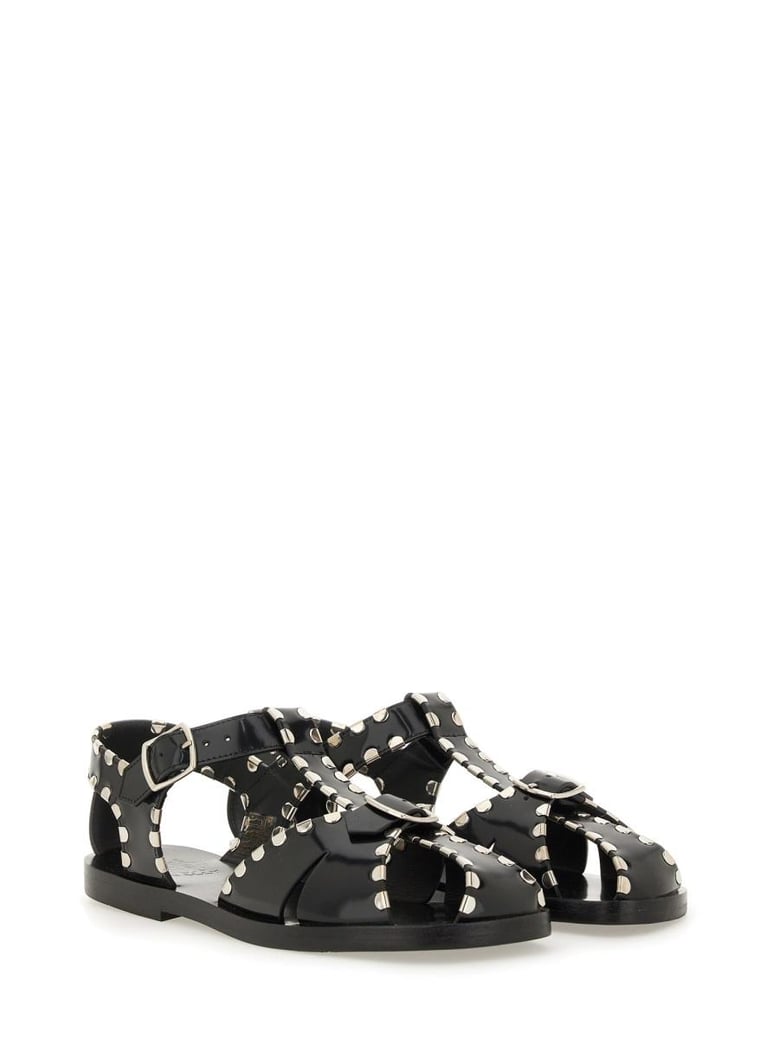 black leather sandals by Selfnex