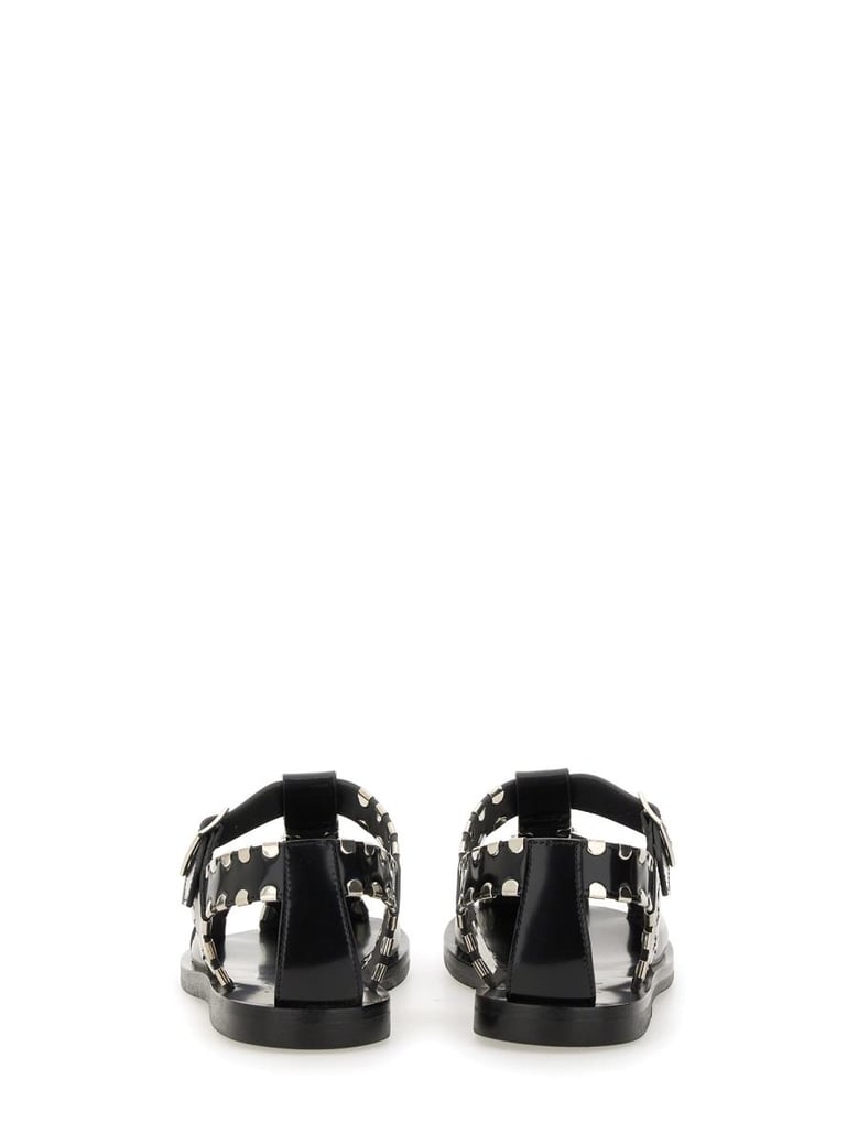 black leather sandals by Selfnex