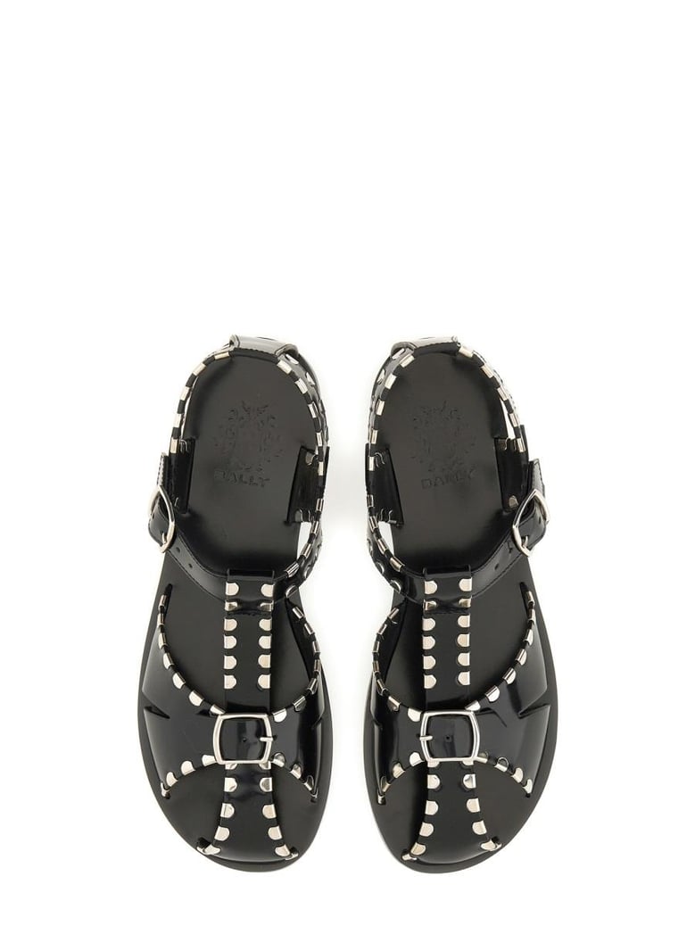 black leather sandals by Selfnex