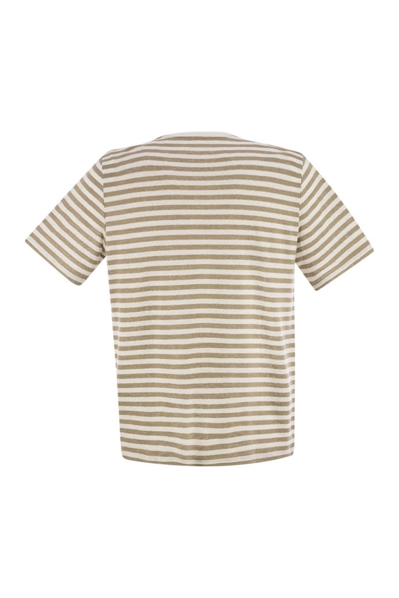 striped linen crew-neck t-shirt by Selfnex